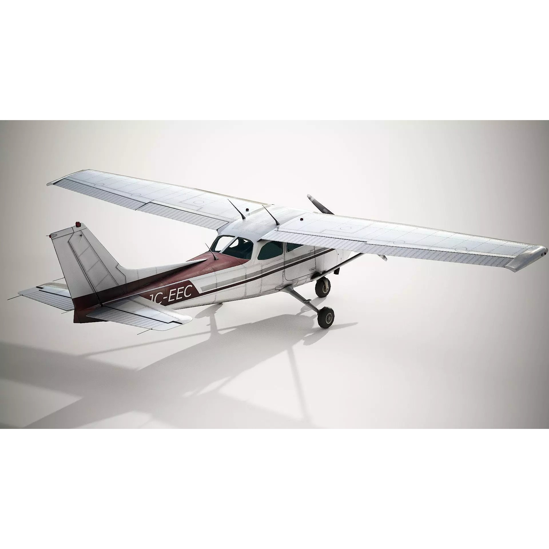 Cessna 172 Skyhawk - Low-Poly Game-Ready 3D Model - View 6