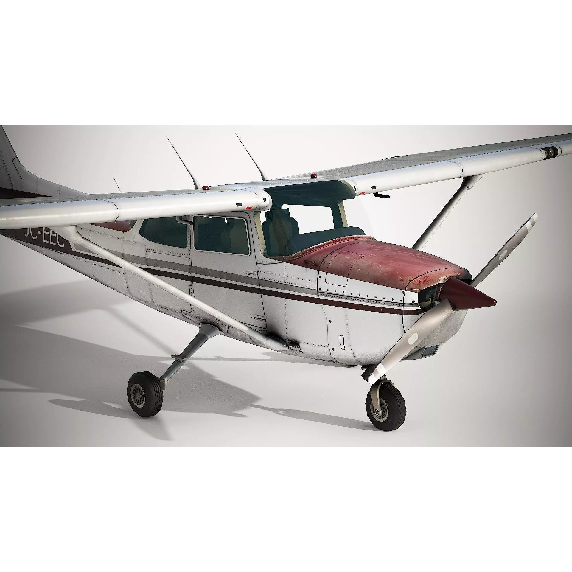 Cessna 172 Skyhawk - Low-Poly Game-Ready 3D Model - View 9