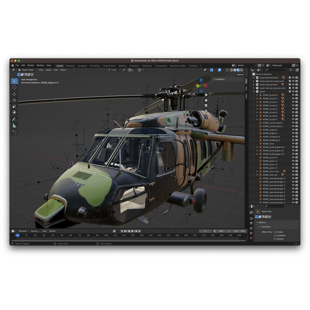 Sikorsky UH-60M Black Hawk 3D Model – Low Poly Game Ready Helicopter, FBX
