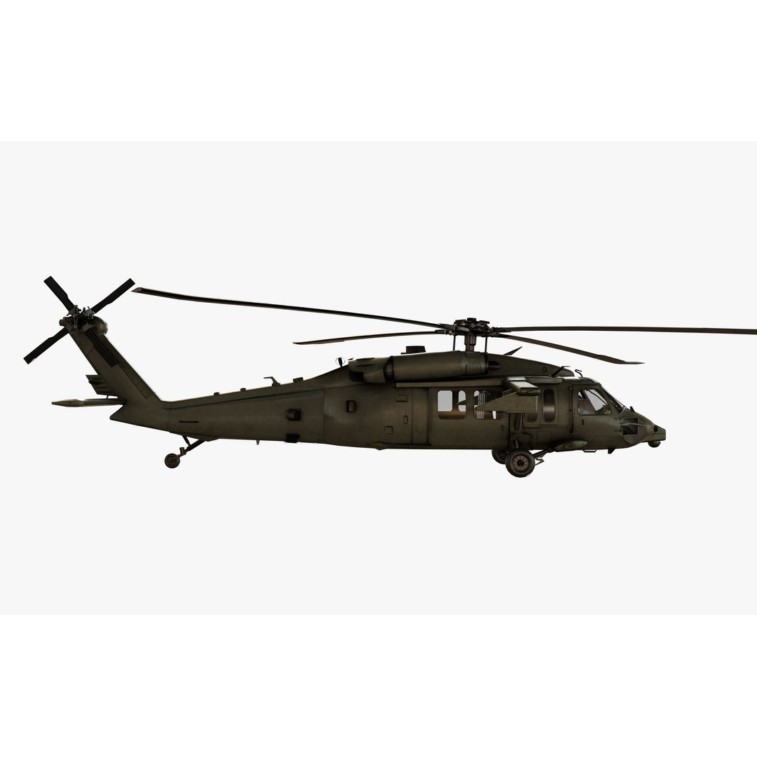 Sikorsky UH-60M Black Hawk 3D Model – Low Poly Game Ready Helicopter, FBX - View 13