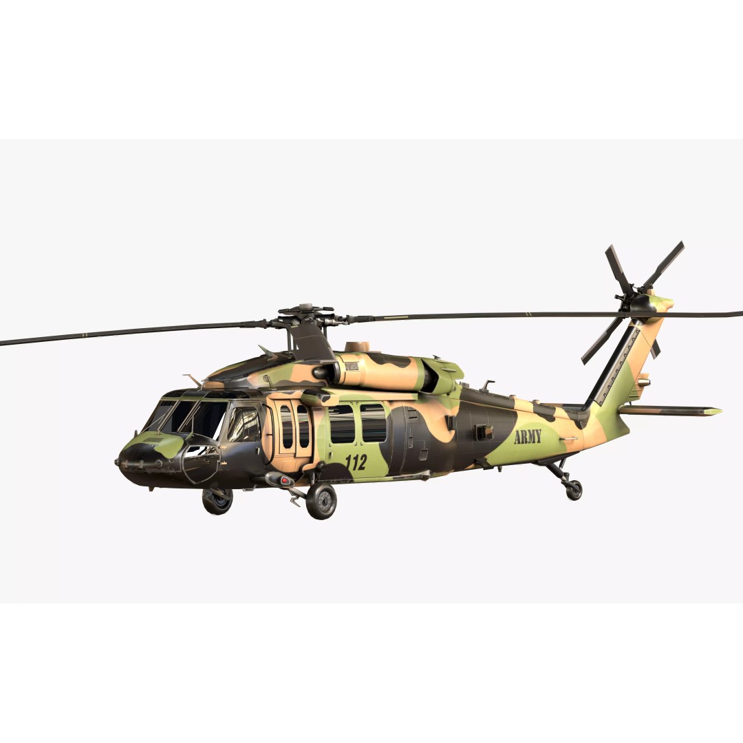 Sikorsky UH-60M Black Hawk 3D Model – Low Poly Game Ready Helicopter, FBX - View 2