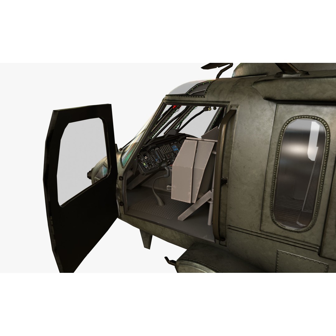 Sikorsky UH-60M Black Hawk 3D Model – Low Poly Game Ready Helicopter, FBX - View 29