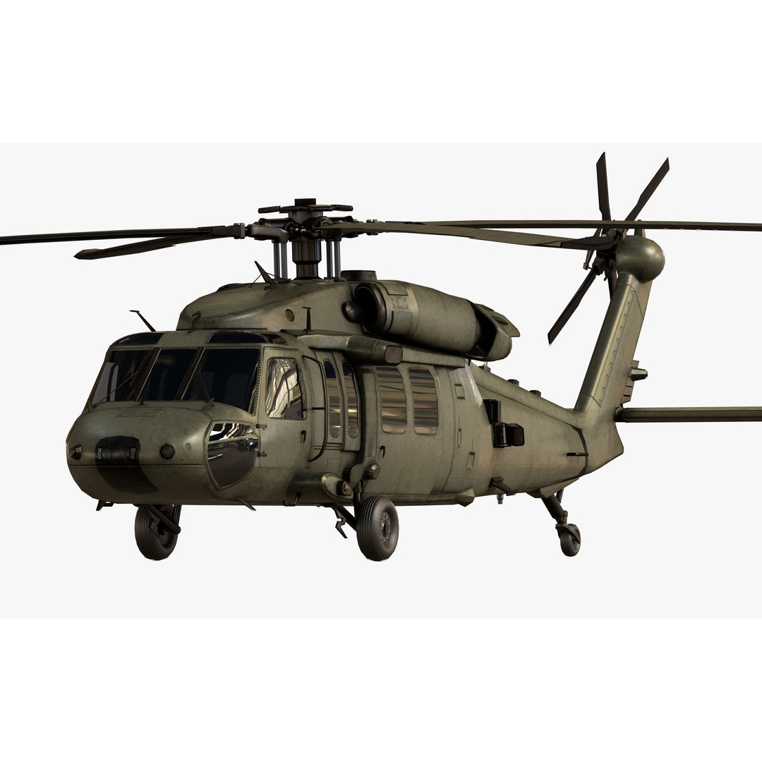 Sikorsky UH-60M Black Hawk 3D Model – Low Poly Game Ready Helicopter, FBX - View 3