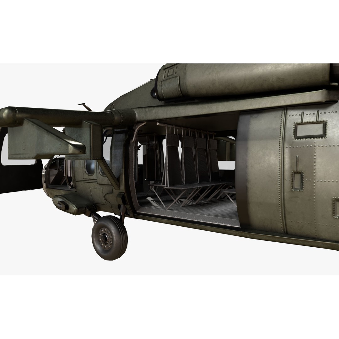 Sikorsky UH-60M Black Hawk 3D Model – Low Poly Game Ready Helicopter, FBX - View 36