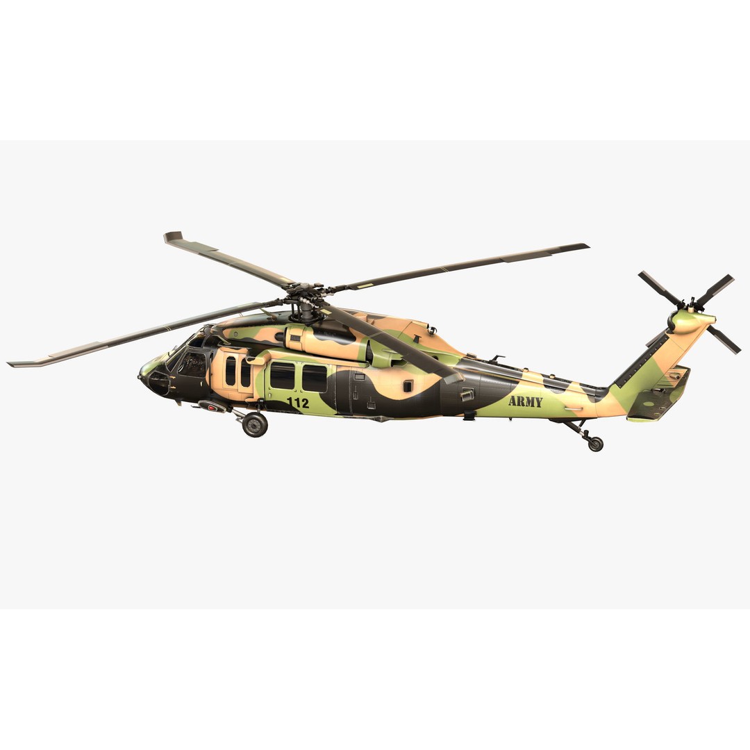 Sikorsky UH-60M Black Hawk 3D Model – Low Poly Game Ready Helicopter, FBX - View 4