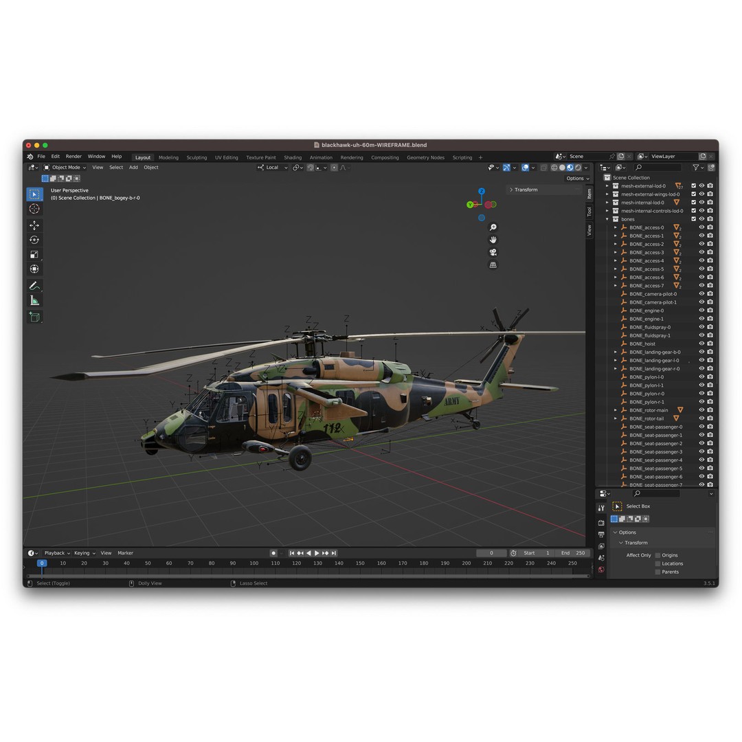 Sikorsky UH-60M Black Hawk 3D Model – Low Poly Game Ready Helicopter, FBX - View 43