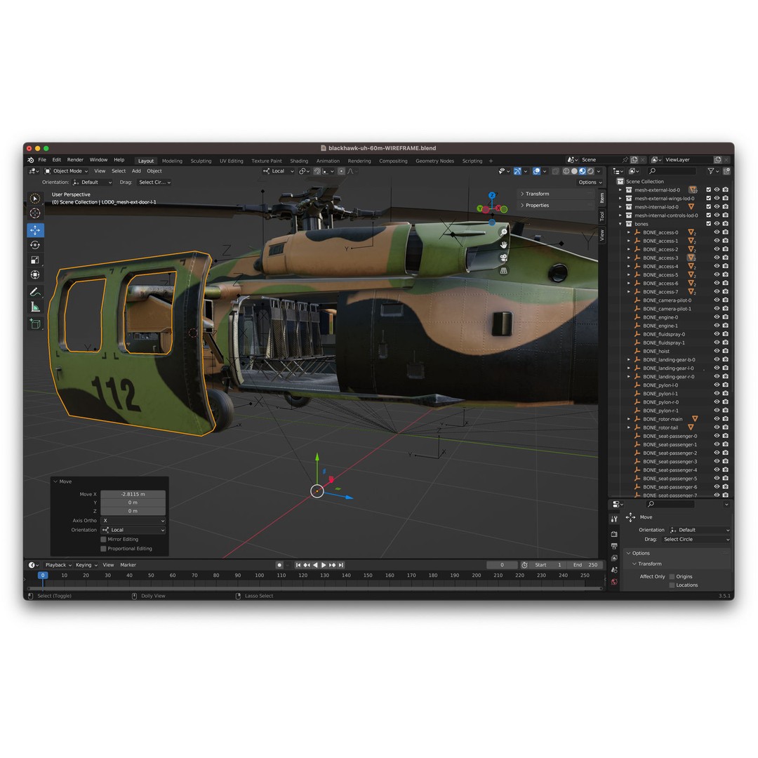 Sikorsky UH-60M Black Hawk 3D Model – Low Poly Game Ready Helicopter, FBX - View 44