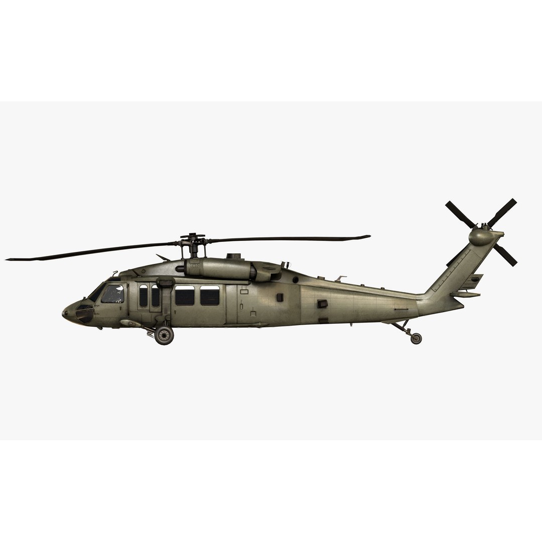 Sikorsky UH-60M Black Hawk 3D Model – Low Poly Game Ready Helicopter, FBX - View 7
