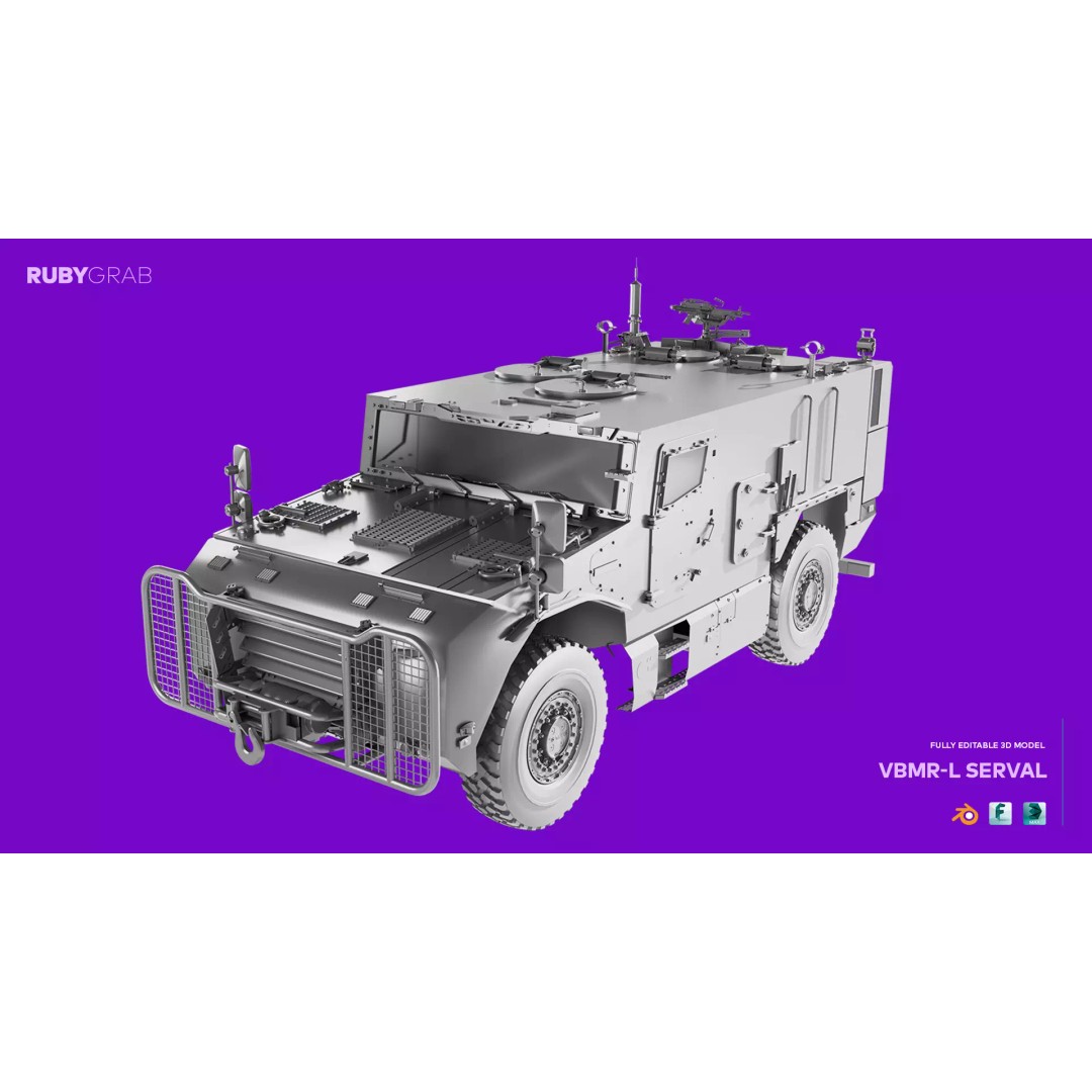 VBR-L SERVAL 4x4 Armoured Vehicle 3D Model – High Poly Game Asset, FBX - View 2