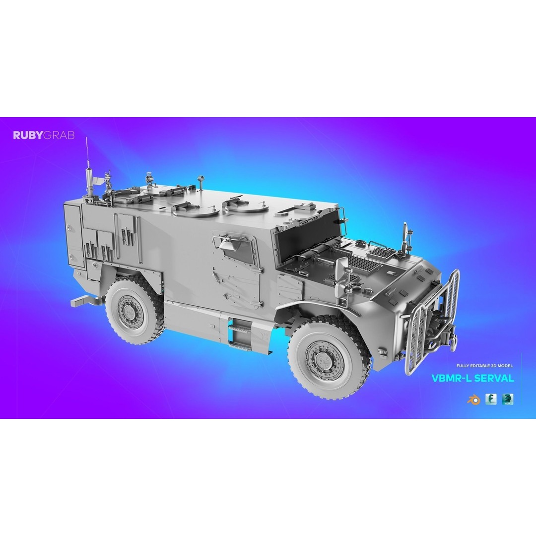 VBR-L SERVAL 4x4 Armoured Vehicle 3D Model – High Poly Game Asset, FBX - View 4
