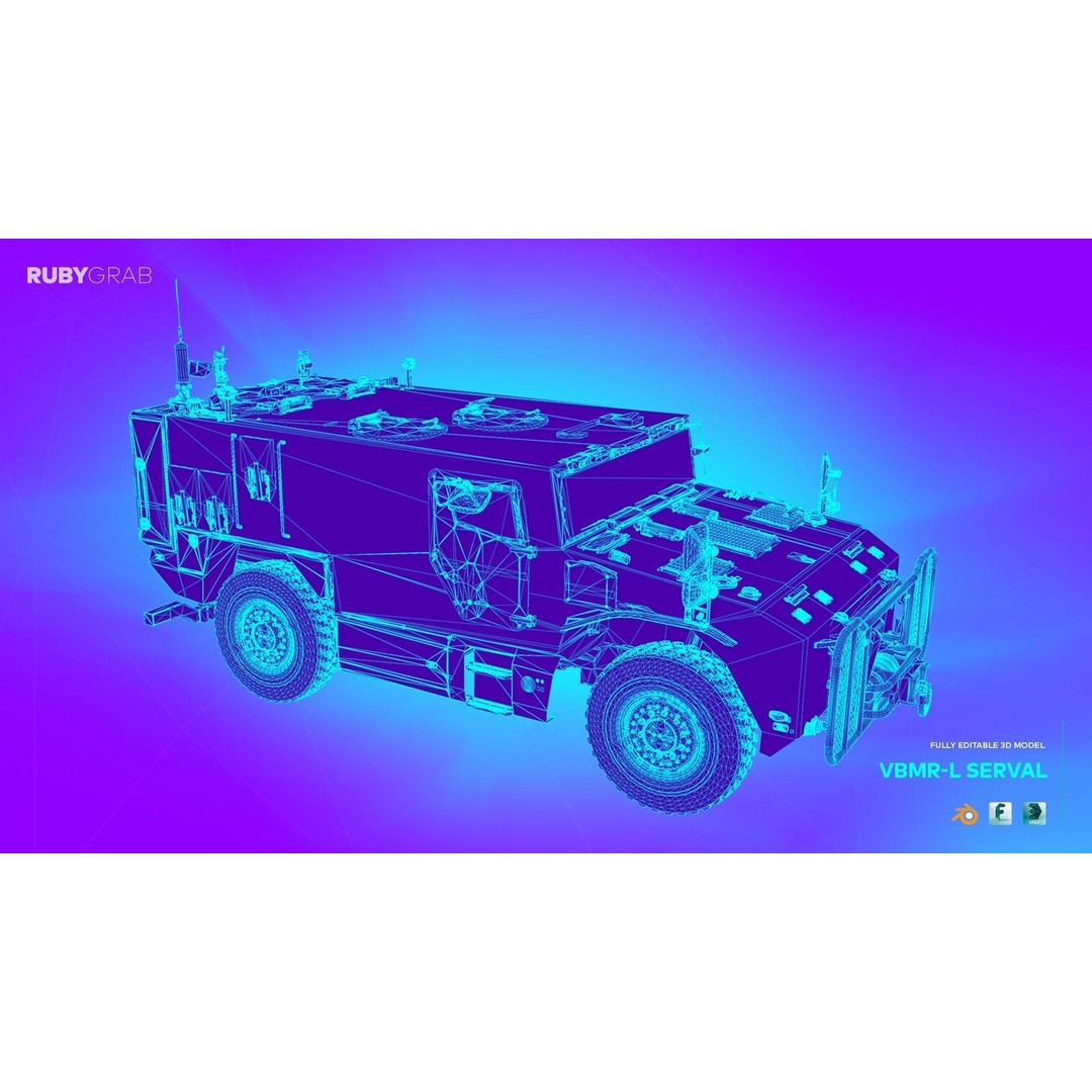 VBR-L SERVAL 4x4 Armoured Vehicle 3D Model – High Poly Game Asset, FBX - View 5
