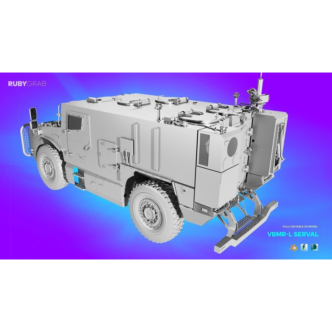 VBR-L SERVAL 4x4 Armoured Vehicle 3D Model – High Poly Game Asset, FBX - View 6