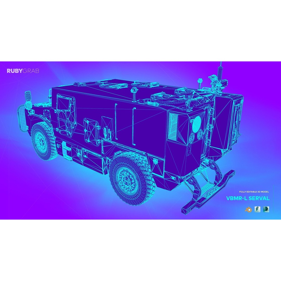 VBR-L SERVAL 4x4 Armoured Vehicle 3D Model – High Poly Game Asset, FBX - View 7
