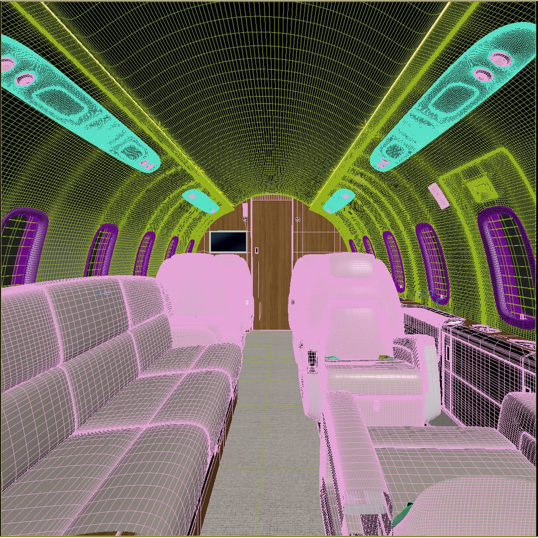 Business Jet Interior 3D Model – High-Quality Textured Scene, FBX, OBJ - View 12