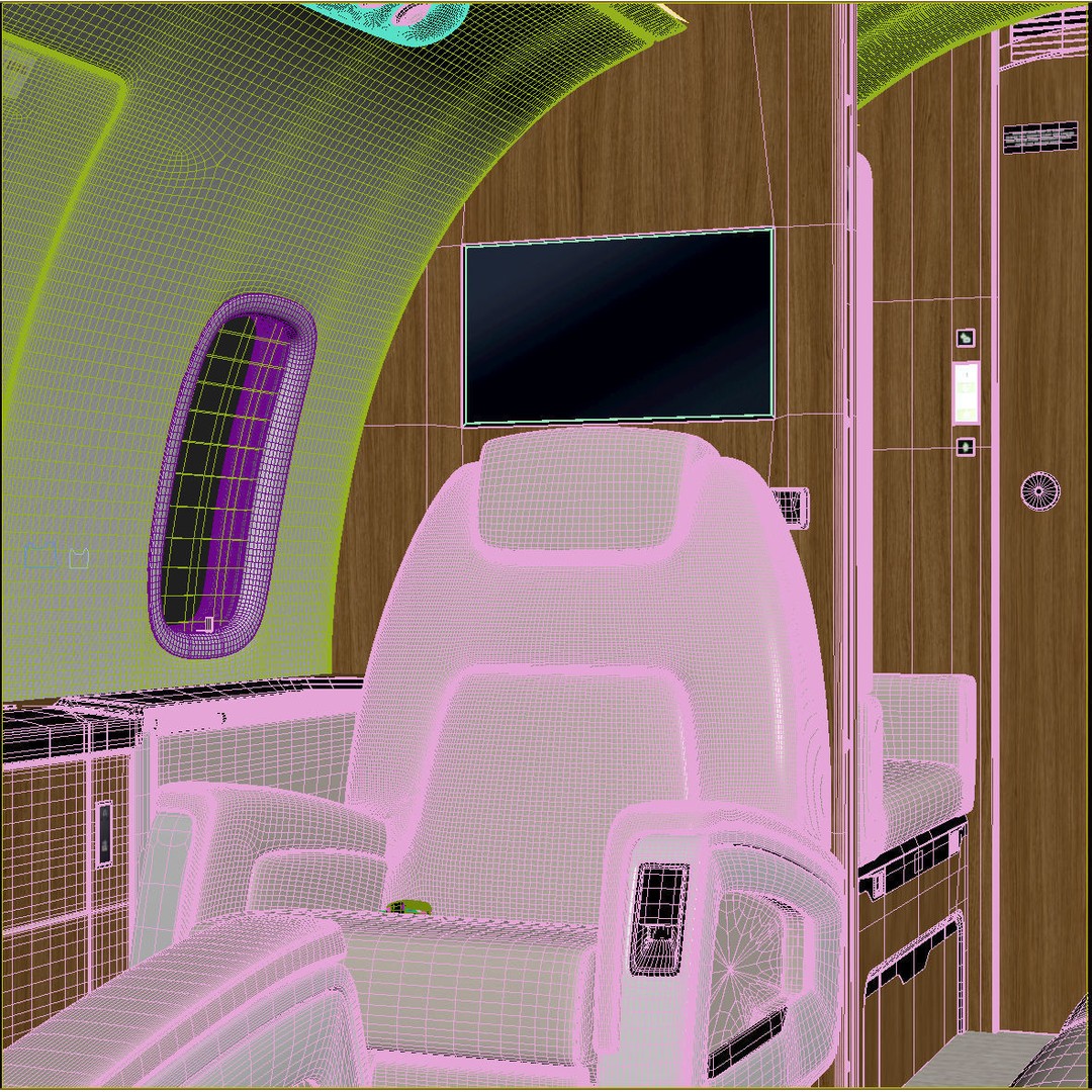 Business Jet Interior 3D Model – High-Quality Textured Scene, FBX, OBJ - View 13