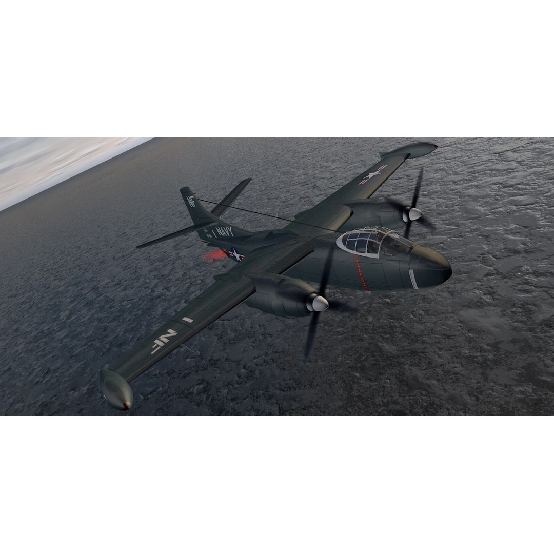 North American AJ-1 Savage 3D Model – Historic Medium Bomber, FBX, OBJ - View 10
