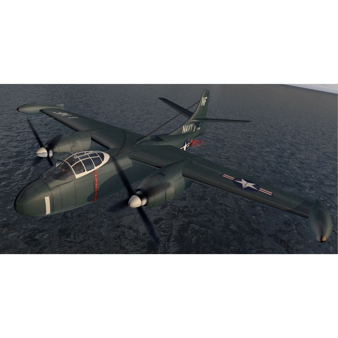 North American AJ-1 Savage 3D Model – Historic Medium Bomber, FBX, OBJ - View 13
