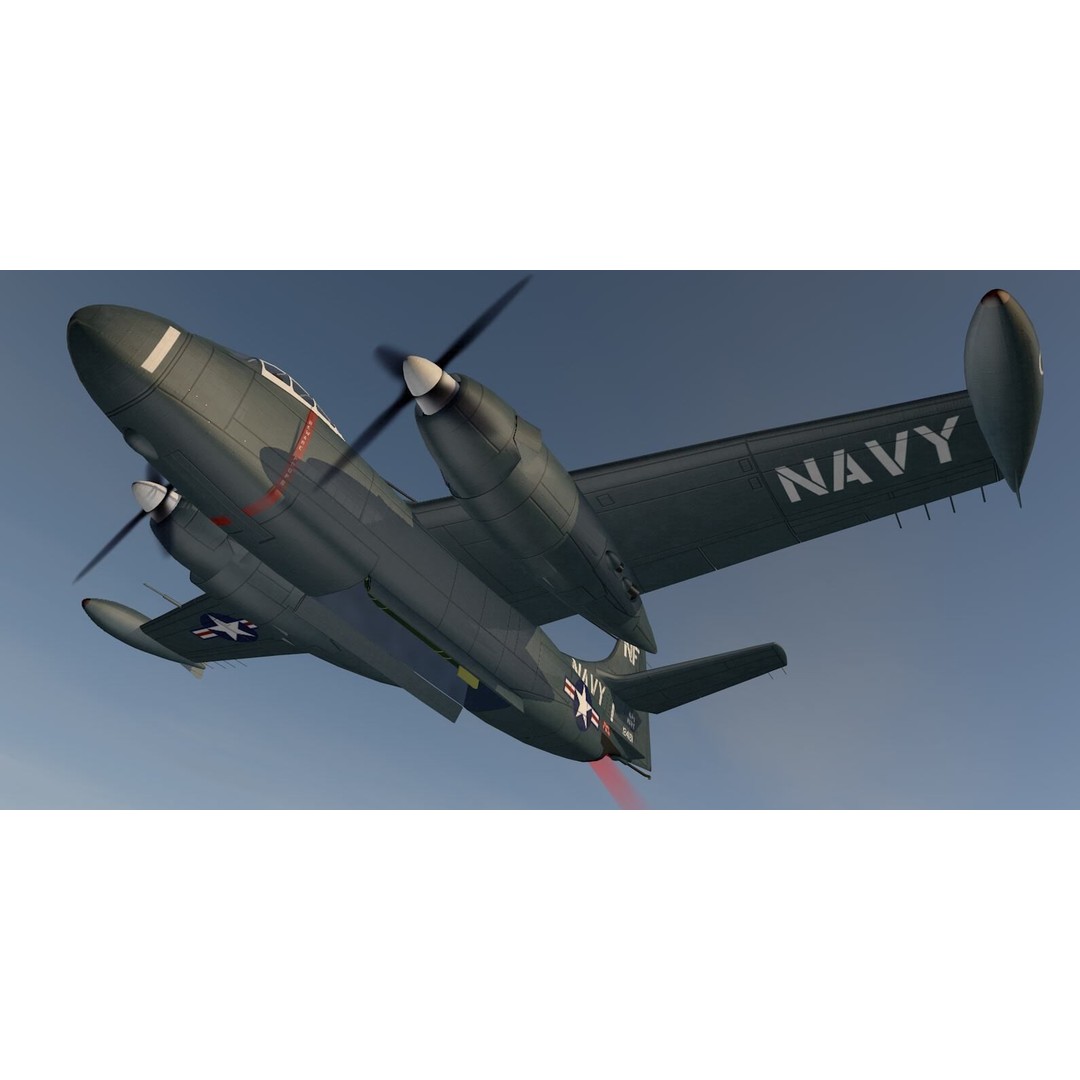 North American AJ-1 Savage 3D Model – Historic Medium Bomber, FBX, OBJ - View 14