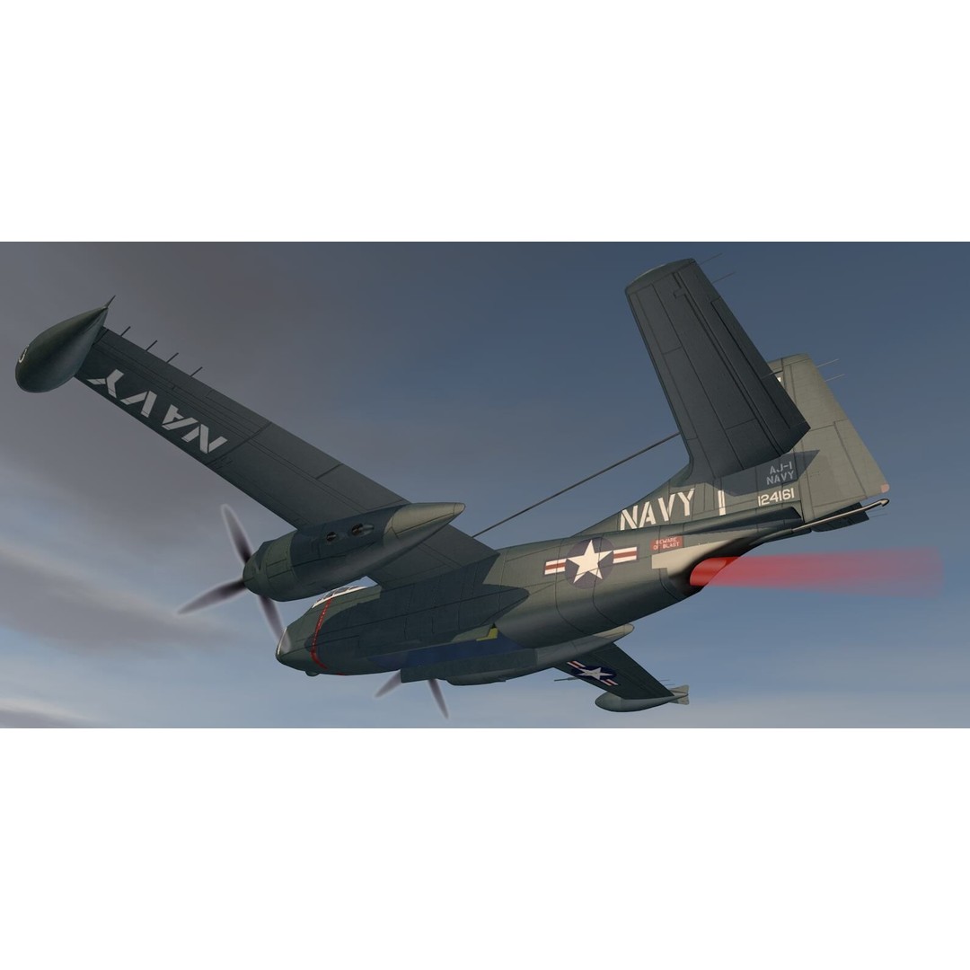 North American AJ-1 Savage 3D Model – Historic Medium Bomber, FBX, OBJ - View 15