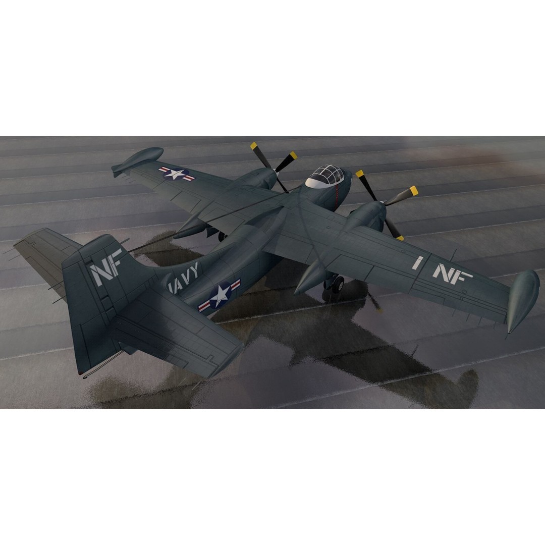 North American AJ-1 Savage 3D Model – Historic Medium Bomber, FBX, OBJ - View 4