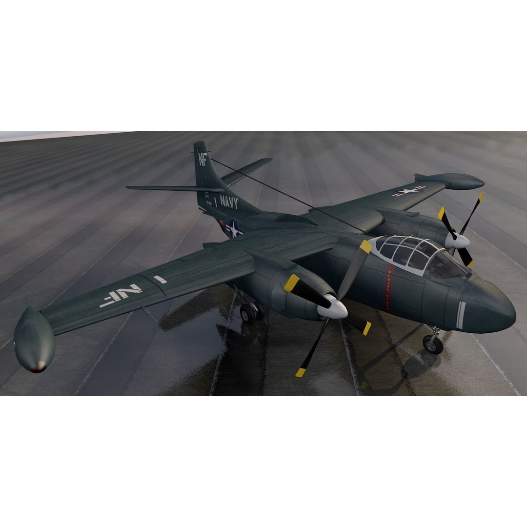 North American AJ-1 Savage 3D Model – Historic Medium Bomber, FBX, OBJ - View 5