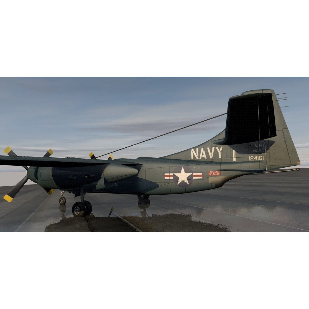 North American AJ-1 Savage 3D Model – Historic Medium Bomber, FBX, OBJ - View 8