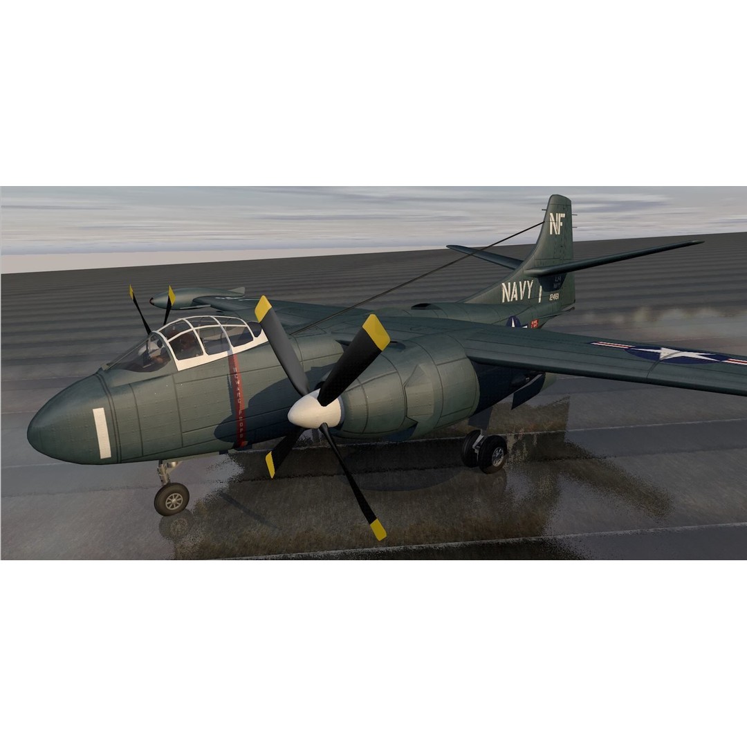 North American AJ-1 Savage 3D Model – Historic Medium Bomber, FBX, OBJ - View 9