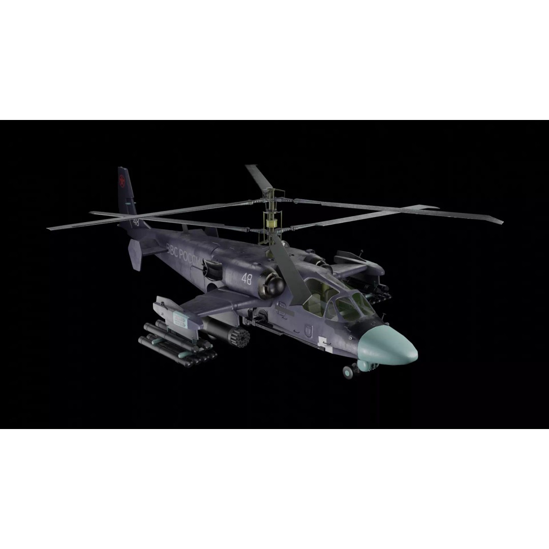 Kamov Ka-52 Alligator 3D Model – Low Poly Game Asset, FBX - View 2