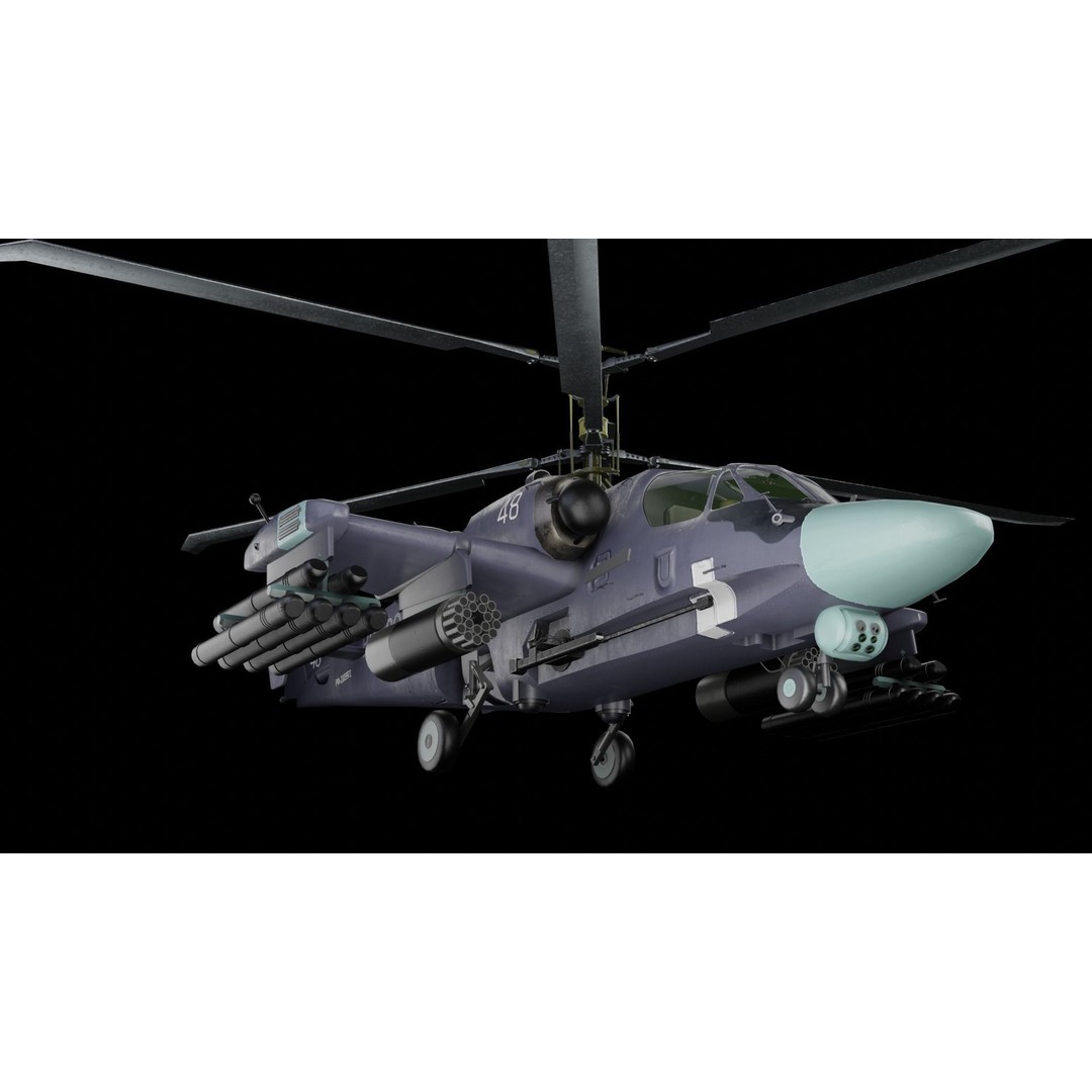 Kamov Ka-52 Alligator 3D Model – Low Poly Game Asset, FBX - View 5