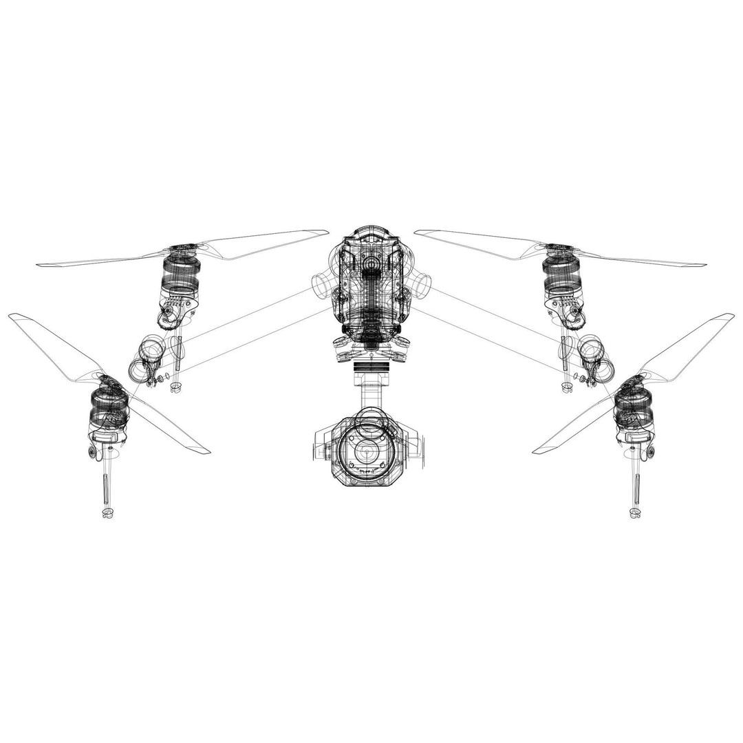 DJI Inspire 3 Drone 3D Model – High-Detail PBR Asset, FBX, OBJ