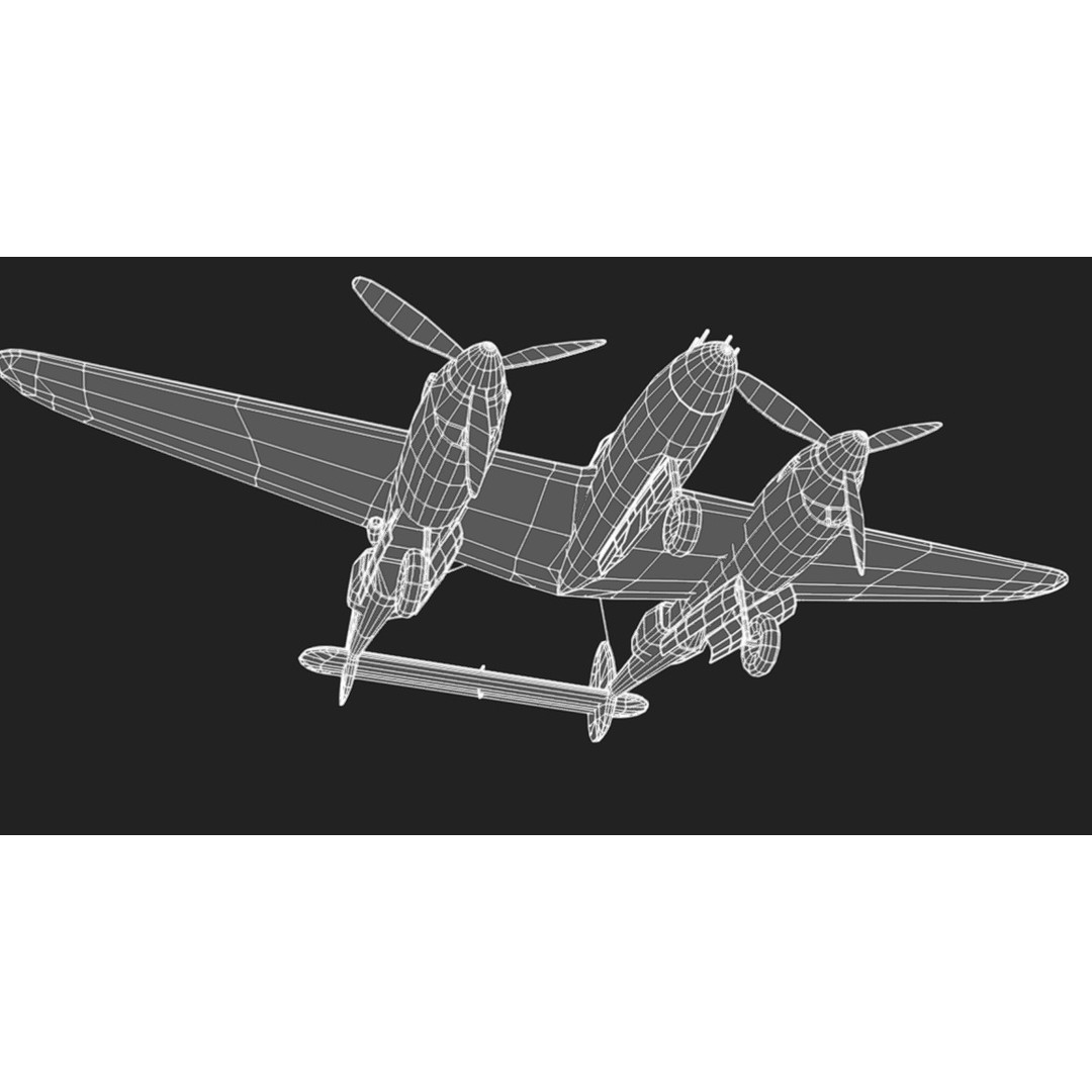 Lockheed P-38 Lightning 3D Model – Low Poly Military Aircraft, FBX