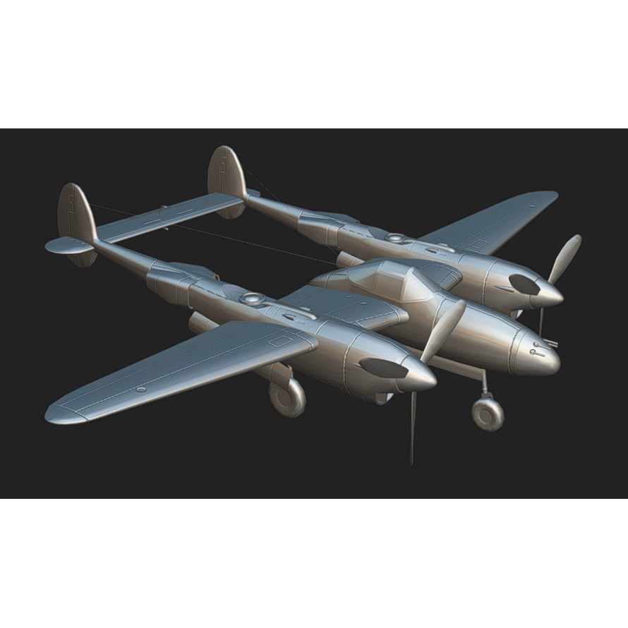 Lockheed P-38 Lightning 3D Model – Low Poly Military Aircraft, FBX - View 13