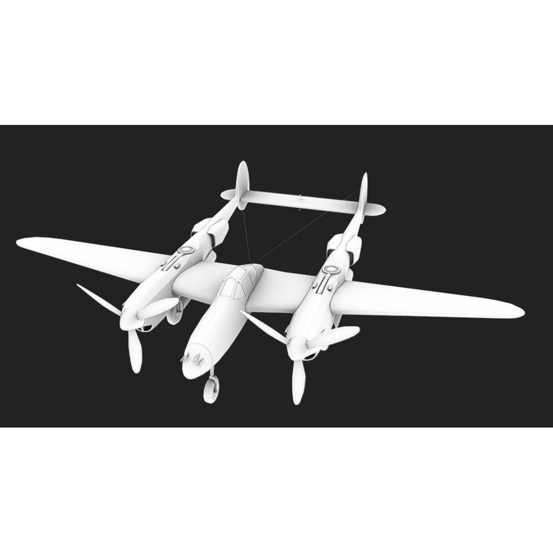 Lockheed P-38 Lightning 3D Model – Low Poly Military Aircraft, FBX - View 14