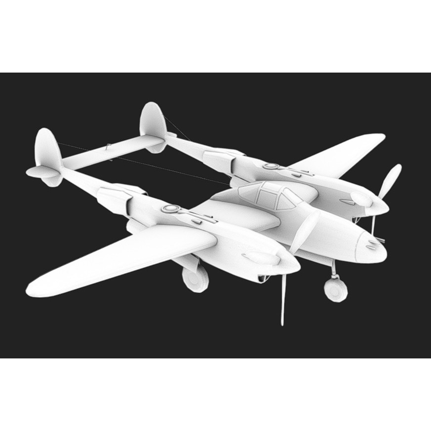 Lockheed P-38 Lightning 3D Model – Low Poly Military Aircraft, FBX - View 15