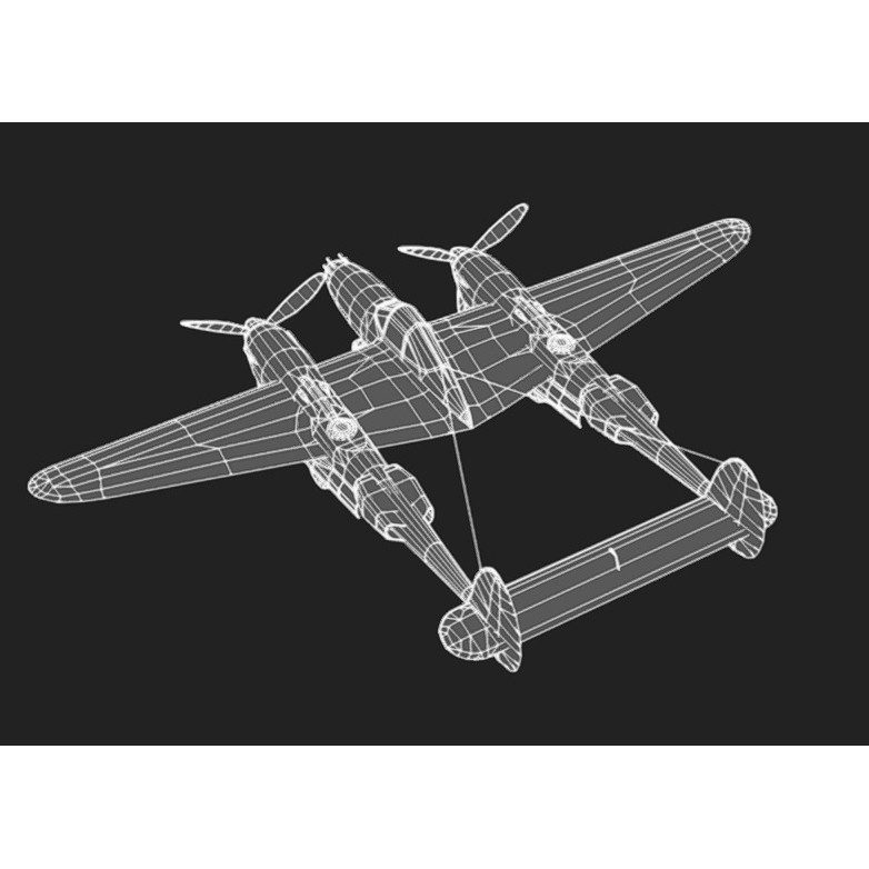 Lockheed P-38 Lightning 3D Model – Low Poly Military Aircraft, FBX - View 18
