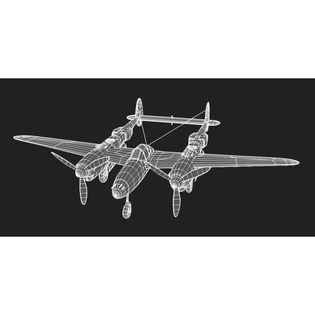 Lockheed P-38 Lightning 3D Model – Low Poly Military Aircraft, FBX - View 19