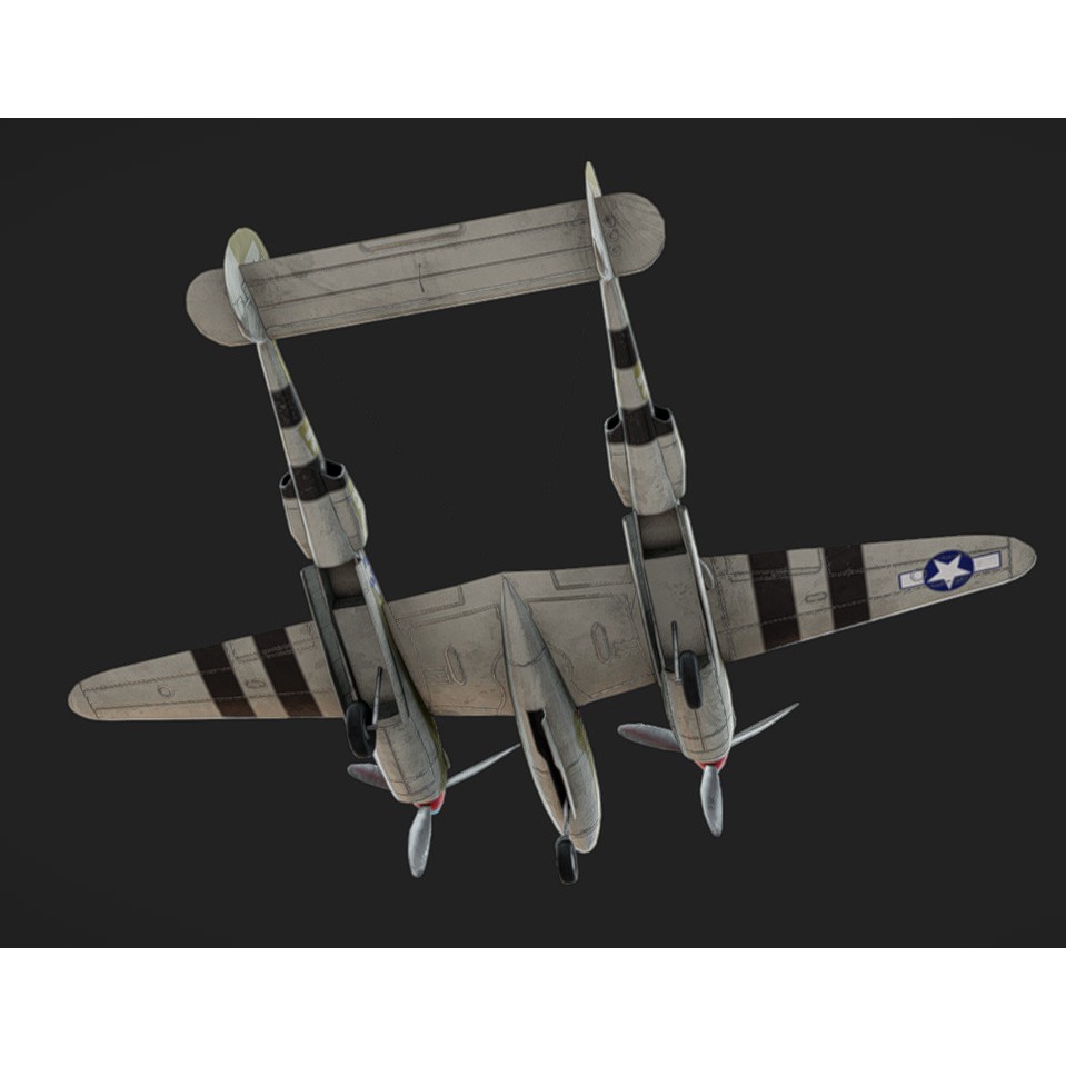 Lockheed P-38 Lightning 3D Model – Low Poly Military Aircraft, FBX - View 6