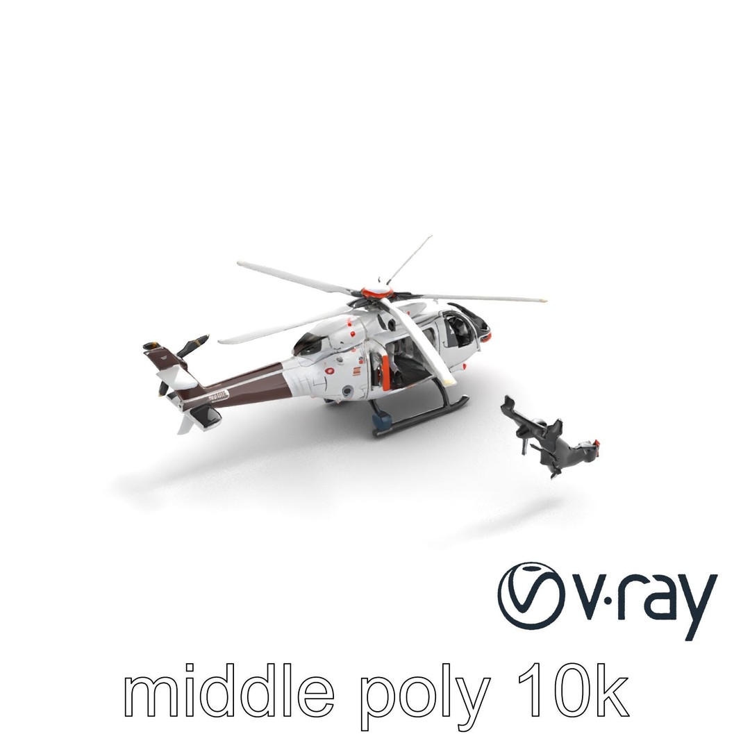 FrostBite Arctic Rescue Helicopter 3D Model – Low Poly PBR Asset, FBX - View 10