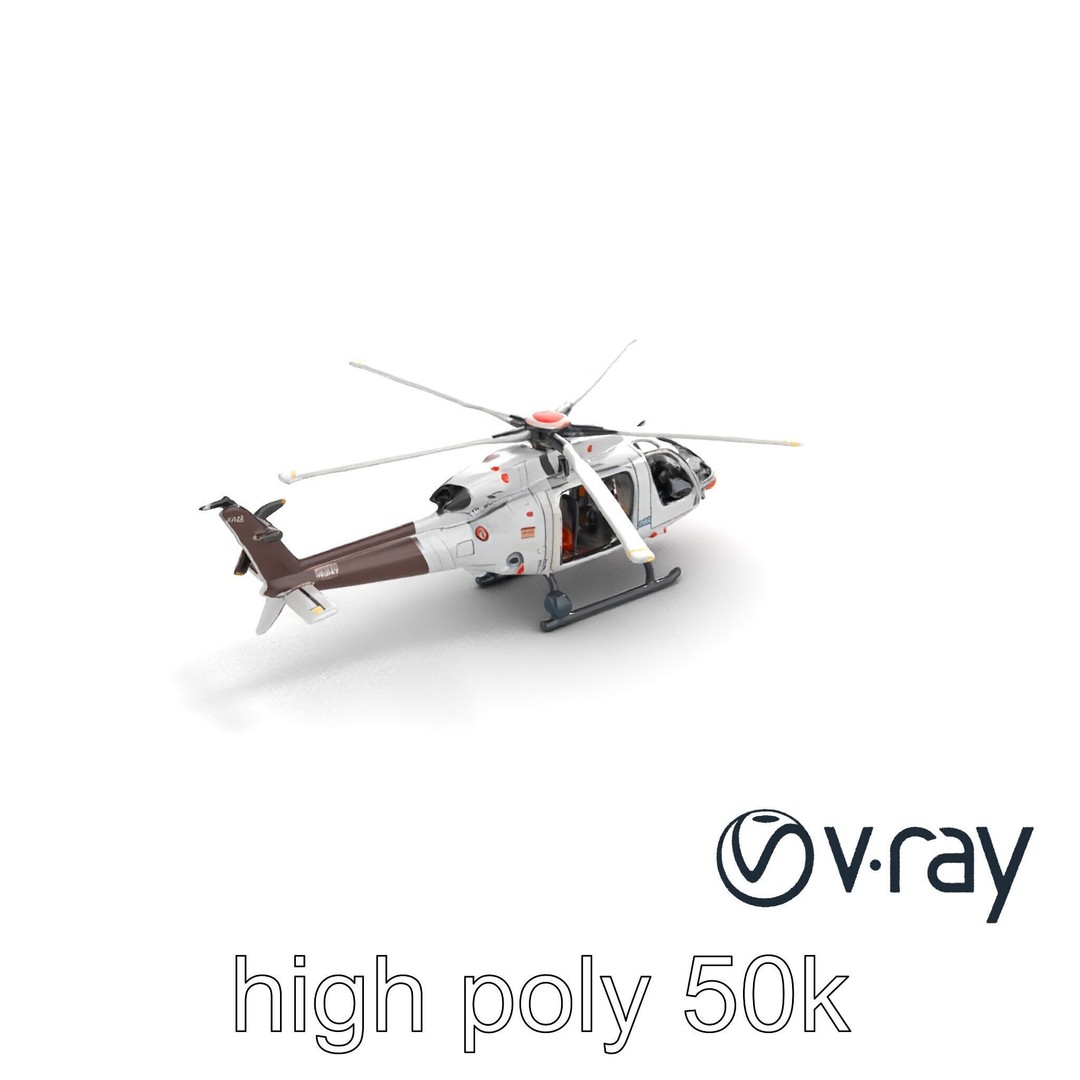 FrostBite Arctic Rescue Helicopter 3D Model – Low Poly PBR Asset, FBX - View 12