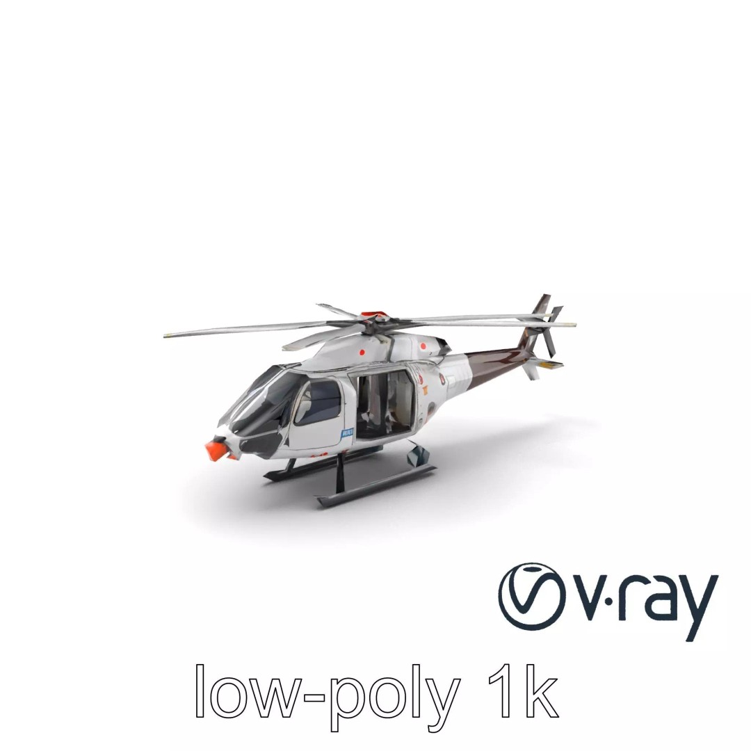 FrostBite Arctic Rescue Helicopter 3D Model – Low Poly PBR Asset, FBX - View 2