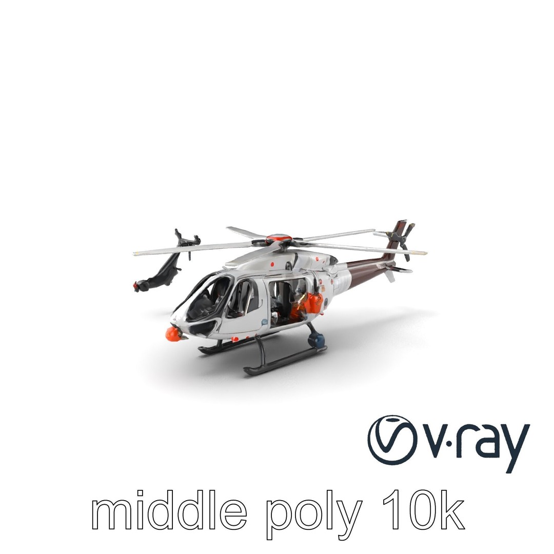 FrostBite Arctic Rescue Helicopter 3D Model – Low Poly PBR Asset, FBX - View 4