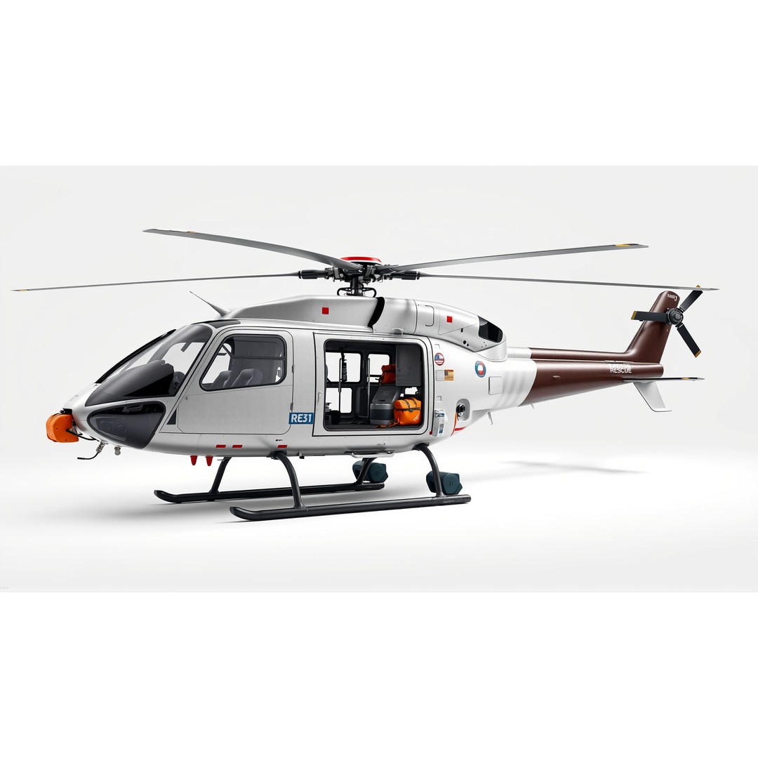 FrostBite Arctic Rescue Helicopter 3D Model – Low Poly PBR Asset, FBX - View 5