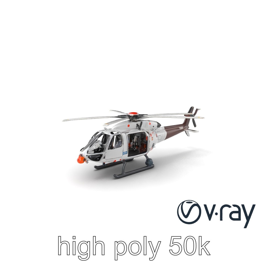 FrostBite Arctic Rescue Helicopter 3D Model – Low Poly PBR Asset, FBX - View 6