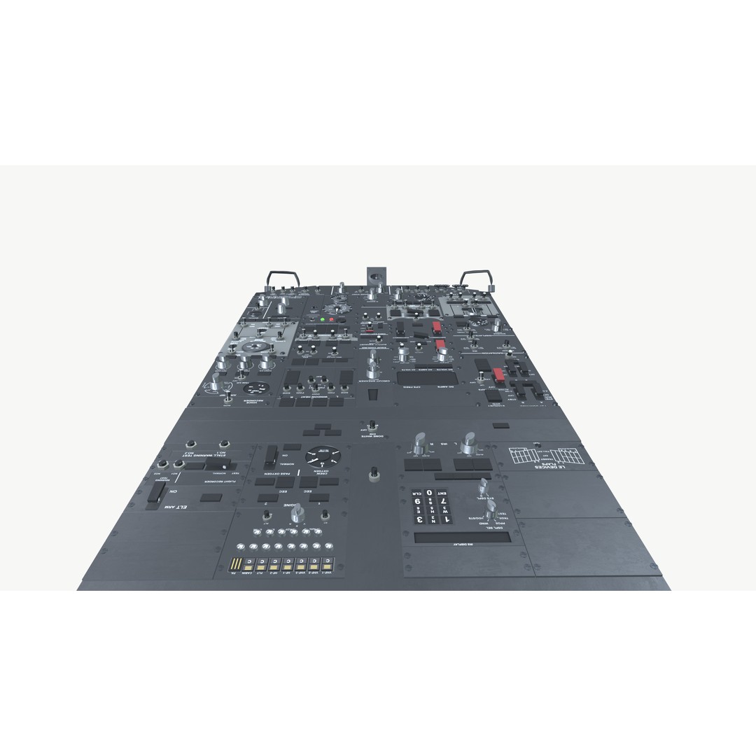 Airbus A320 Cockpit Top Panel 3D Model – High Poly PBR Asset, FBX