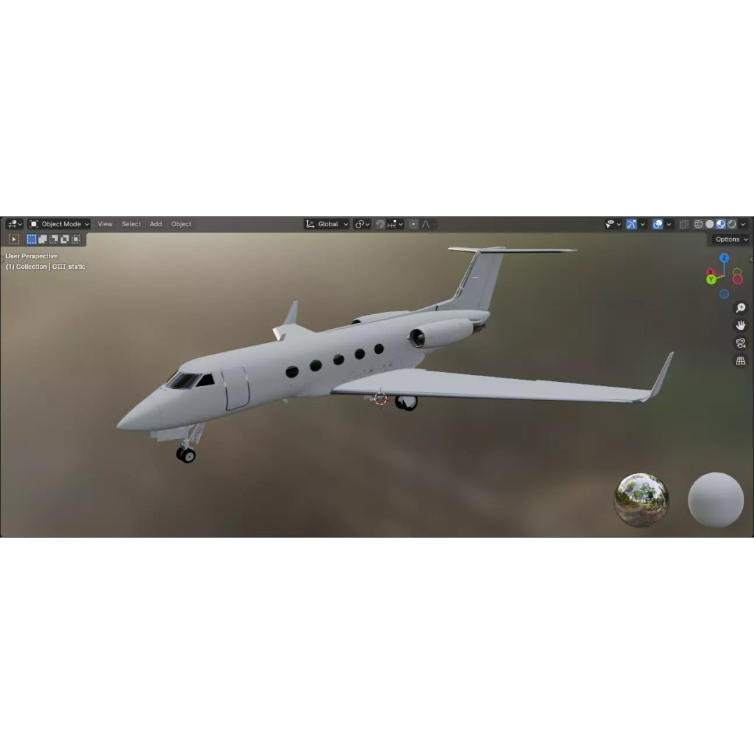 G-III Vintage Jet 3D Model – Low Poly Aircraft Asset, FBX - View 12