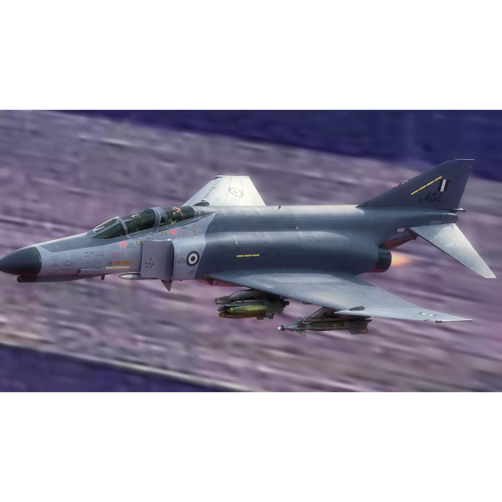 F4 Phantom 2 - Rigged Low-Poly Game-Ready 3D Model - View 10