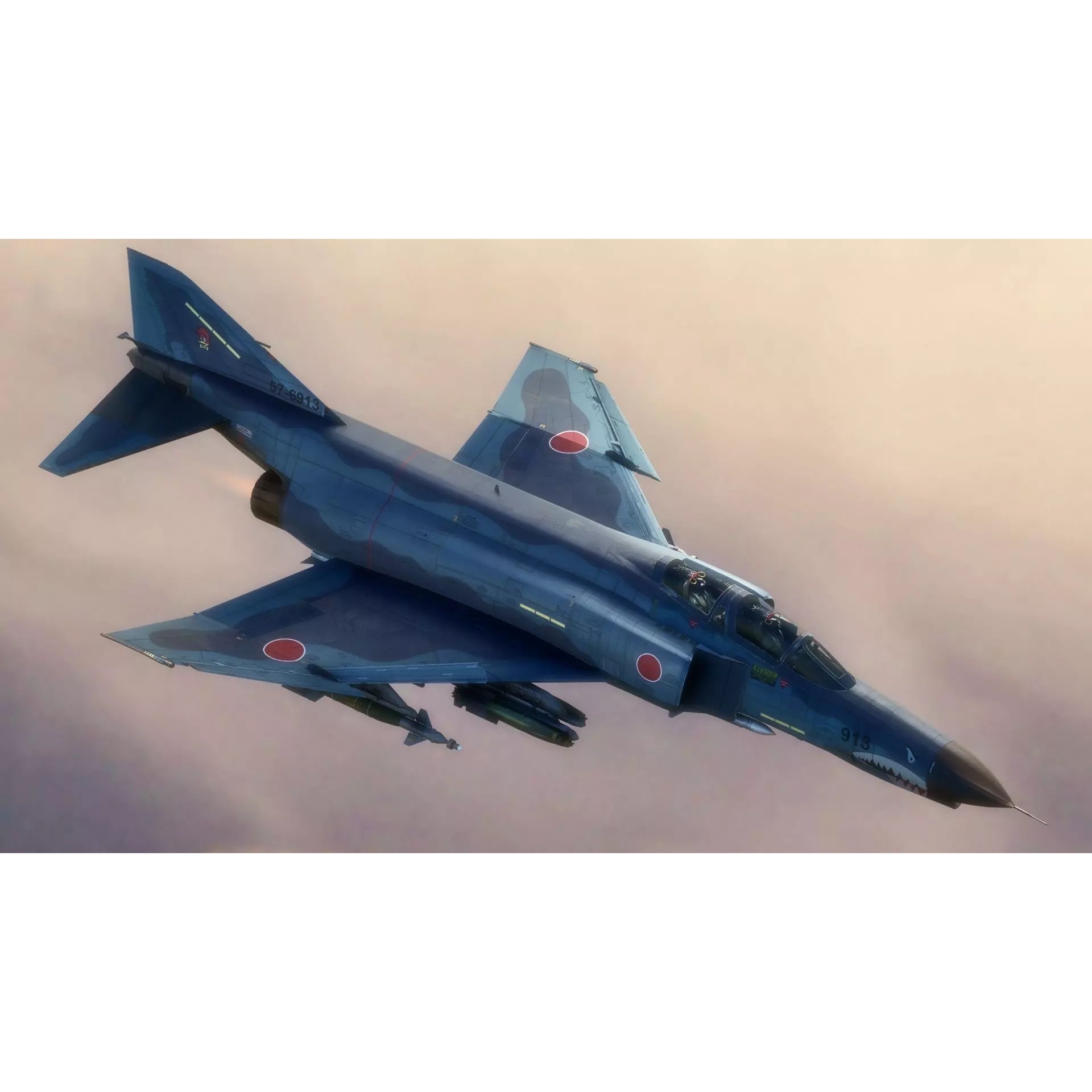 F4 Phantom 2 - Rigged Low-Poly Game-Ready 3D Model - View 16
