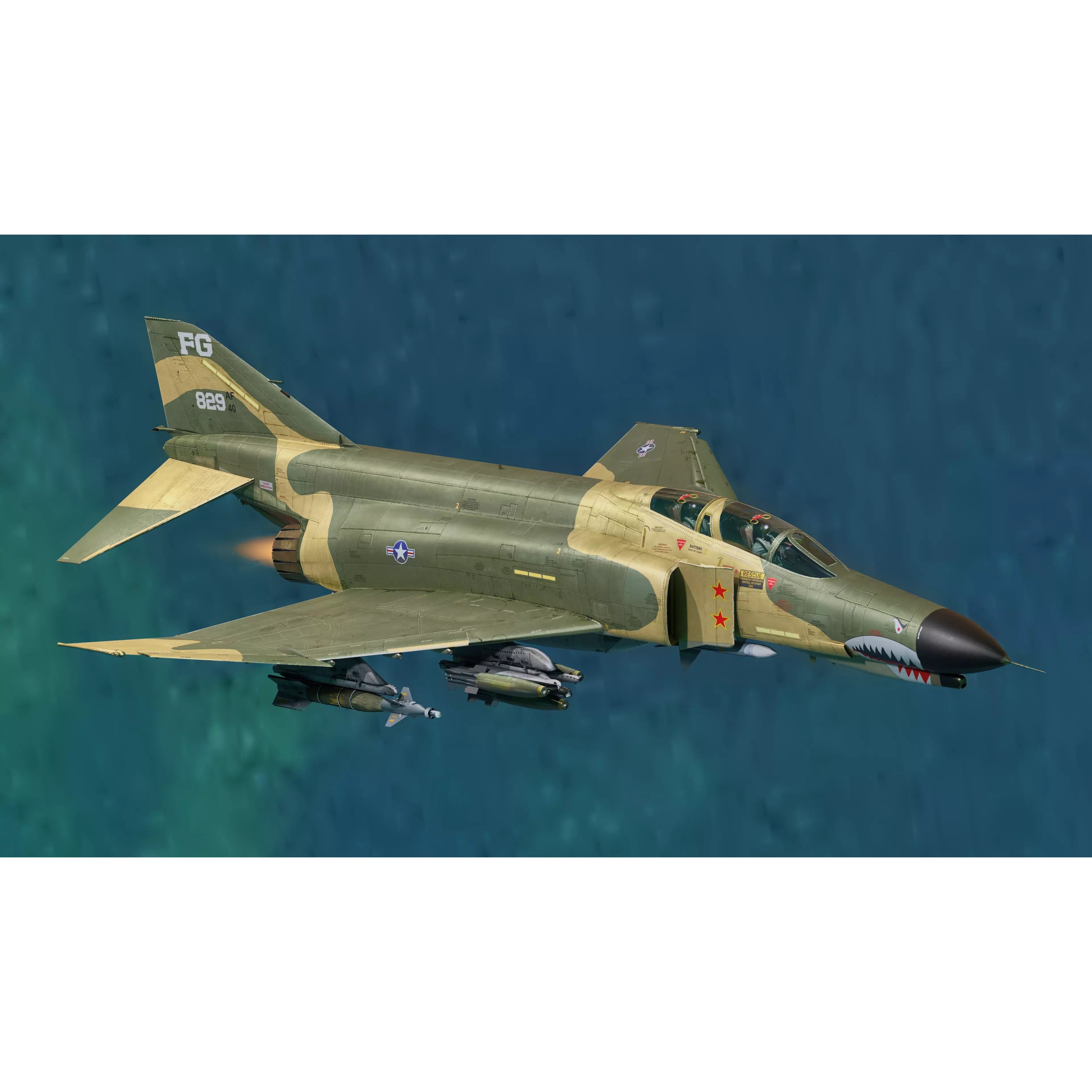 F4 Phantom 2 - Rigged Low-Poly Game-Ready 3D Model - View 25