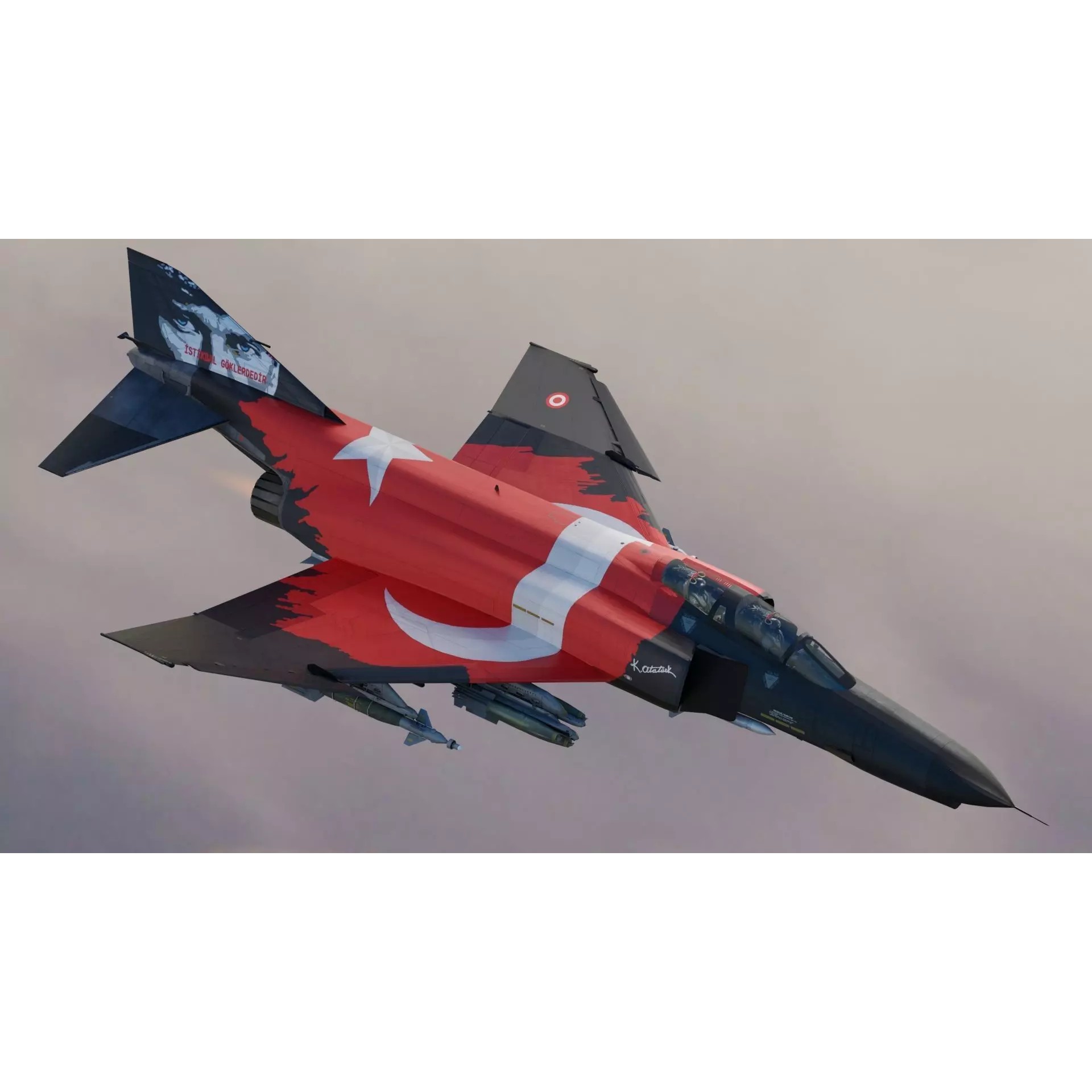 F4 Phantom 2 - Rigged Low-Poly Game-Ready 3D Model - View 32