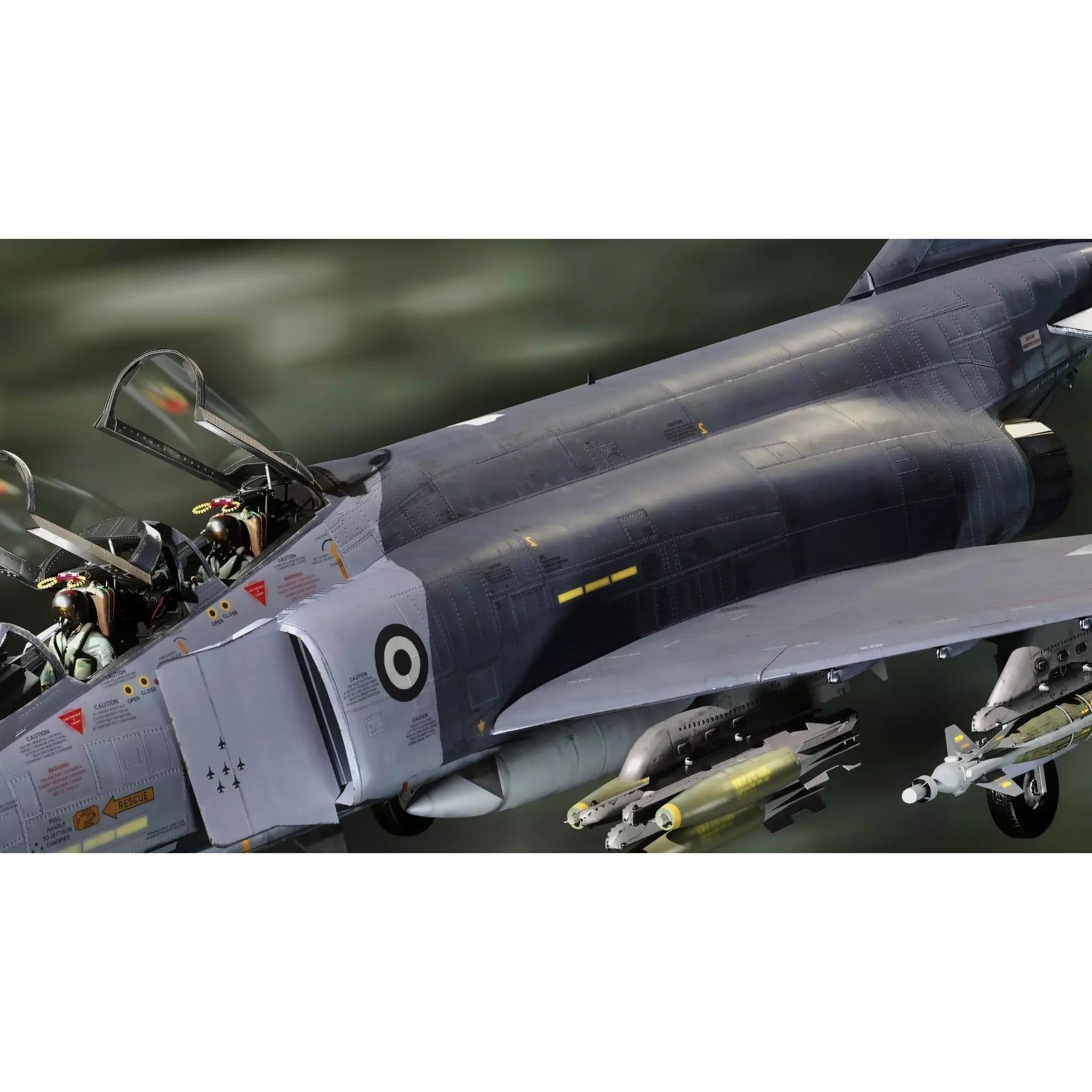 F4 Phantom 2 - Rigged Low-Poly Game-Ready 3D Model - View 35